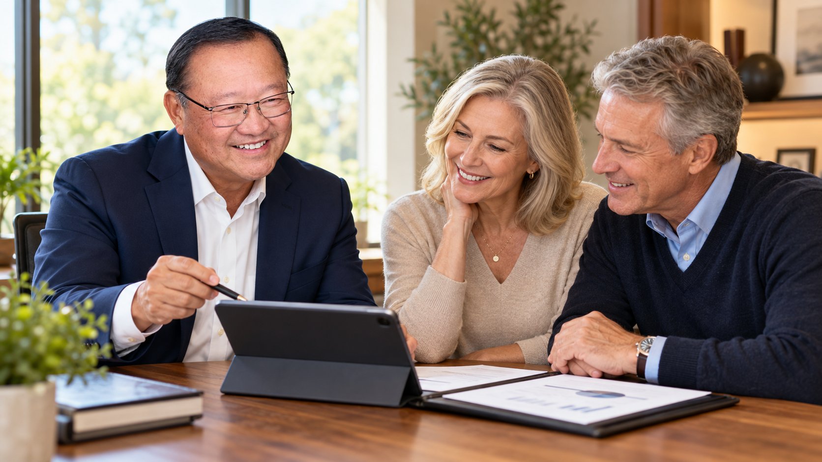 Financial advisor reviewing a plan with a couple